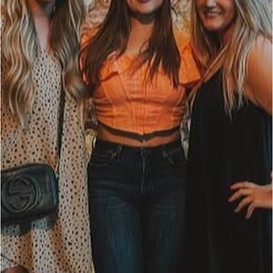 Peachy orange crop top with ruffle adjustable sleeve